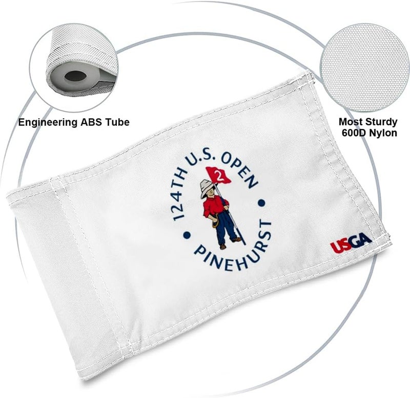 2BUT 2024 US Open Pinehurst Golf Pin Flag Practic Putting Green Golf Flag For Backyard Garden Double-Sewn 600D Nylon Miniature Pin Flag Regulation Tube Flag(white 20"x13") - Image 3